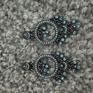 Blue Bead Bollywood Earrings